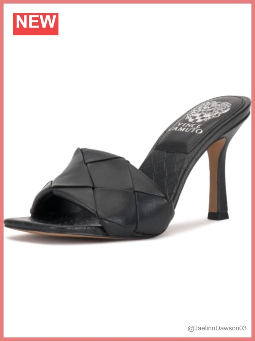 Woven Strap Dress Mule Heeled Sandal Stiletto Open Toe Slip On